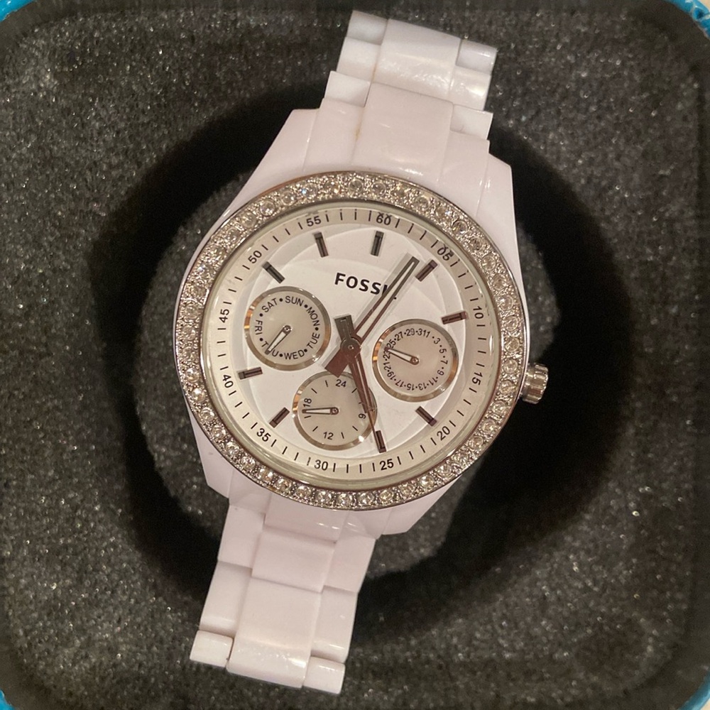 White Fossil Watch